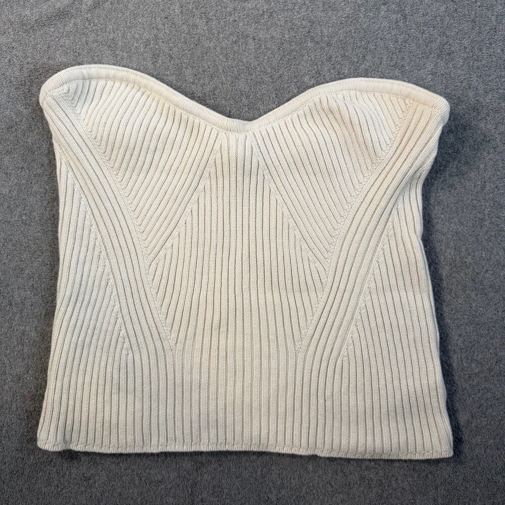 EXPRESS Women's XL Ribbed Knit Strapless Sweetheart Neckline Tube Top Ivory